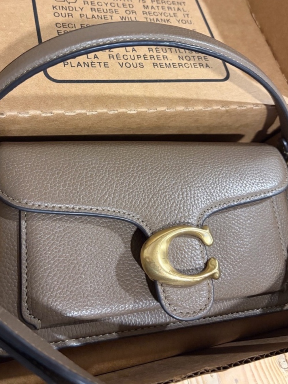 Coach Tabby Shoulder Bag 20 Polished Pebble Leather Brass Dark Stone